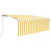 vidaXL Manual Retractable Awning with Blind&LED 4x3m Yellow&White