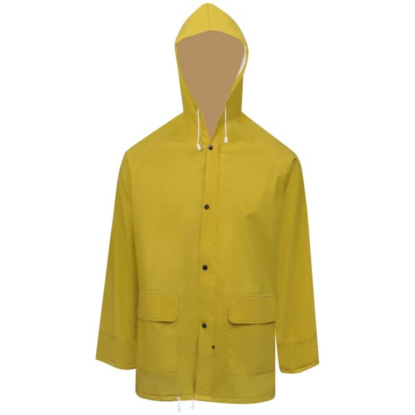 vidaXL Waterproof Heavy-duty 2-piece Rain Suit with Hood Yellow XL