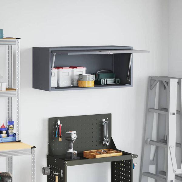 vidaXL Wall Cabinet for Garage with Gas-lift Door Anthracite