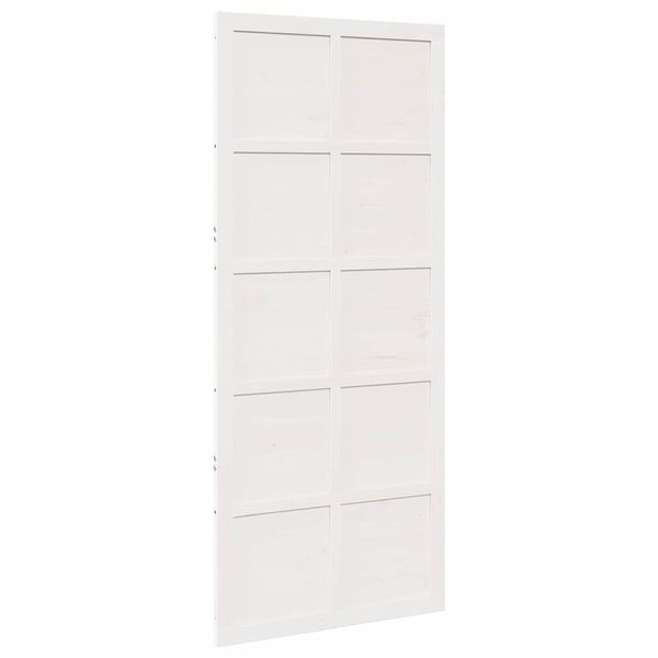 vidaXL Barn Door White 80 x 2.5 x 208 cm Solid Pine Wood