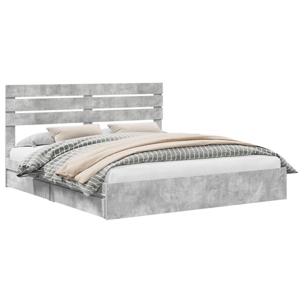 vidaXL Storage Bed Concrete Grey 180 x 200 cm Engineered Wood