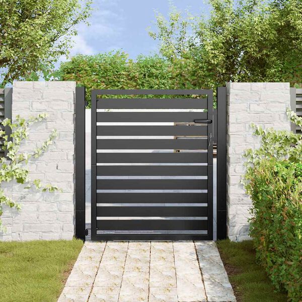 vidaXL Garden Gate Lockable Black 100x100 cm Aluminium