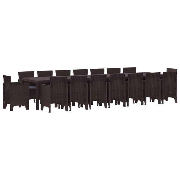 vidaXL Garden Dining Set with Cushions with Cushion 17 pcs Brown PP