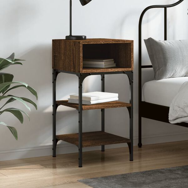 vidaXL Bedside Table Brown Oak 35x34.5x70 cm Engineered Wood