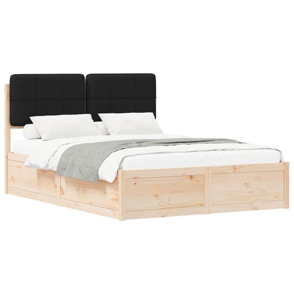 vidaXL Bed Frame with Upholstered Headboard Black 140 x 190 cm