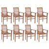 vidaXL Dining Chair | Set of 8 | Warm Brown | Solid Teak Wood | Mid | Stackable