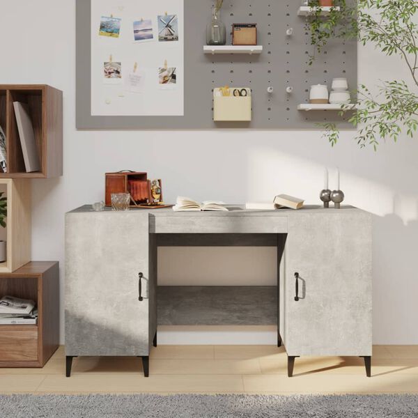 vidaXL Desk Concrete Grey 140x50x75 cm Engineered Wood