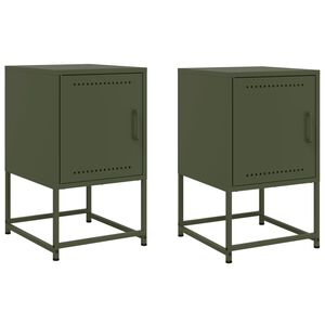 vidaXL Bedside Cabinets 2 pcs Olive Green 36x39x60.5 cm Steel