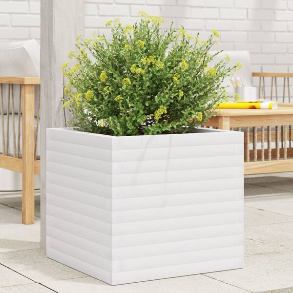 vidaXL Garden Planter White 50x50x46 cm Solid Wood Pine