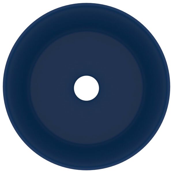vidaXL Luxury Wash Basin Round Matt Dark Blue 40x15 cm Ceramic