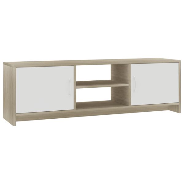 vidaXL TV Cabinet White and Sonoma Oak 120x30x37.5 cm Engineered Wood