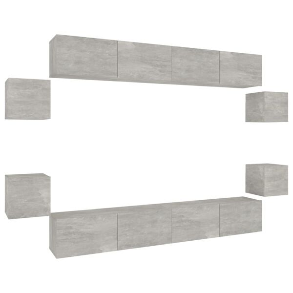 vidaXL 8 Piece TV Cabinet Set Concrete Grey Engineered Wood