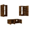 vidaXL 4 Piece TV Wall Units with LED Smoked Oak Engineered Wood