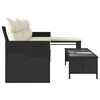 vidaXL Garden Sofa with Table and Cushions L-Shaped Black Poly Rattan