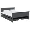 vidaXL Bed Frame without Mattress Dark Grey Solid Wood Pine 160x200 cm (322206+2x321990)