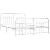 vidaXL Metal Bed Frame without Mattress with Footboard White 180x200cm