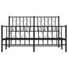 vidaXL Metal Bed Frame without Mattress with Footboard Black 135x190cm
