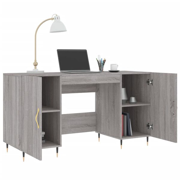 vidaXL Desk Grey Sonoma 140x50x75 cm Engineered Wood