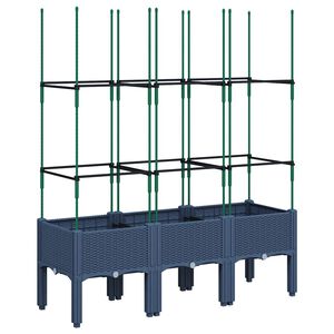 vidaXL Garden Planter with Trellis Blue Grey 120x40x142.5 cm PP