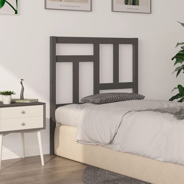 vidaXL Bed Headboard Grey 95.5x4x100 cm Solid Wood Pine