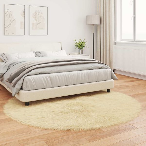 vidaXL Faux Sheepskin Rug Tafalla Cream &Oslash; 160 cm Polyester
