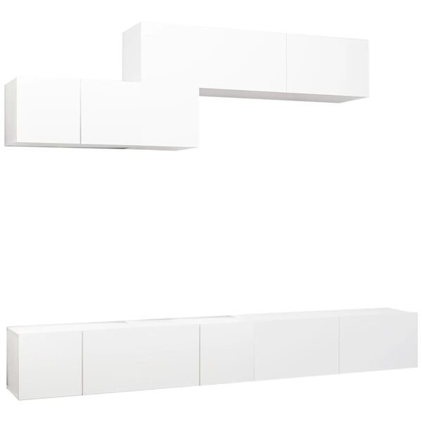 vidaXL 6 Piece TV Cabinet Set White Engineered Wood
