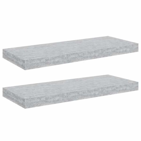 vidaXL Floating Wall Shelves 2 pcs Concrete Grey 60x23.5x3.8 cm MDF