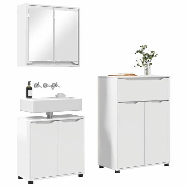 vidaXL Bathroom Furniture Set 3 pcs High Gloss White Engineered Wood