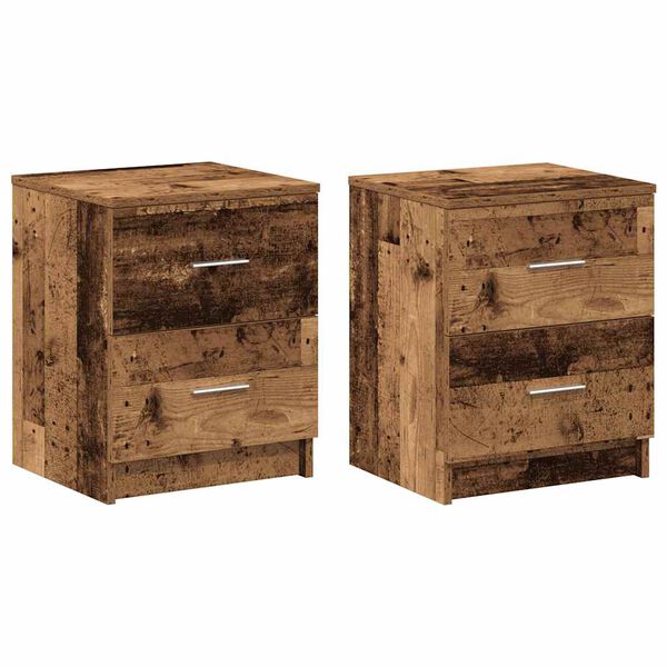 vidaXL Bedside Cabinets 2 pcs with 2 Drawers Old Wood 40x36x50 cm