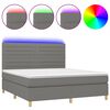 vidaXL Box Spring Bed with Mattress&LED Dark Grey 180x200 cm Fabric