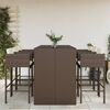 vidaXL 7 Piece Garden Bar Set with Cushions Brown Poly Rattan