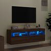 vidaXL TV Wall Cabinets with LED Lights 2 pcs Brown Oak 60x30x40 cm