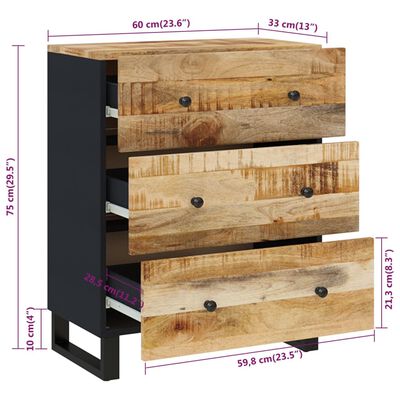 vidaXL Sideboard 60x33x75 cm Solid Wood Mango
