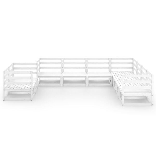 vidaXL 9 Piece Garden Lounge Set White Solid Pinewood