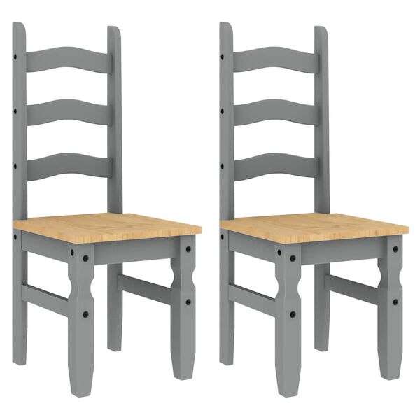 vidaXL 3 Piece Dining Set Panama Grey Solid Wood Pine