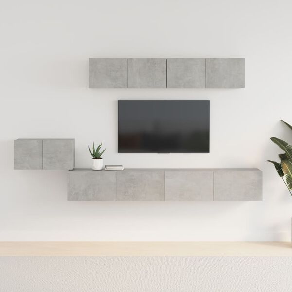 vidaXL 5 Piece TV Cabinet Set Concrete Grey Engineered Wood