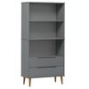 vidaXL Bookcase "MOLDE" Grey 85x35x170,5 cm Solid Wood Pine