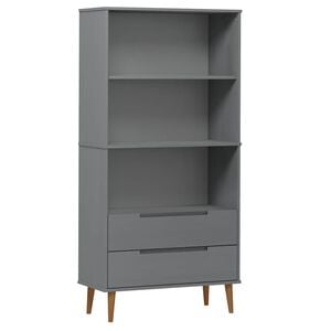 vidaXL Bookcase "MOLDE" Grey 85x35x170,5 cm Solid Wood Pine