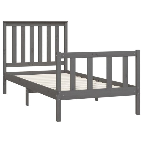 vidaXL Bed Frame without Mattress Grey 100x200 cm Solid Wood Pine