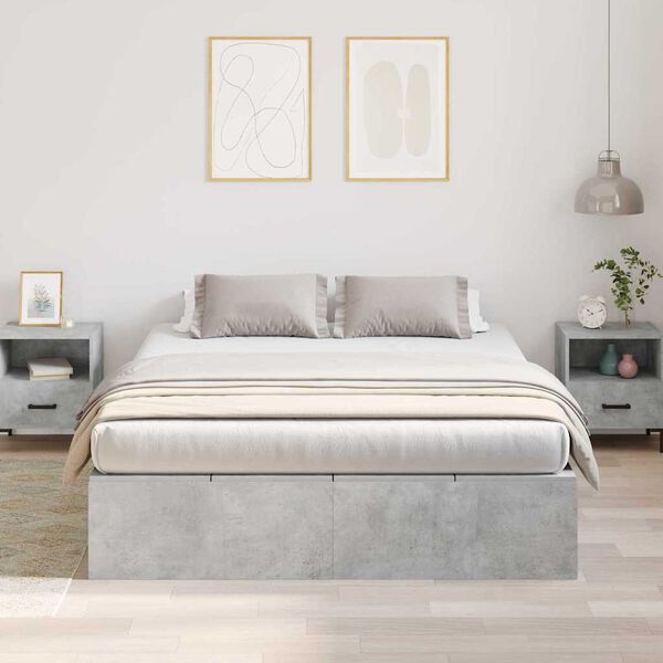 vidaXL Bed Frame Concrete grey 140 x 200 cm Engineered wood