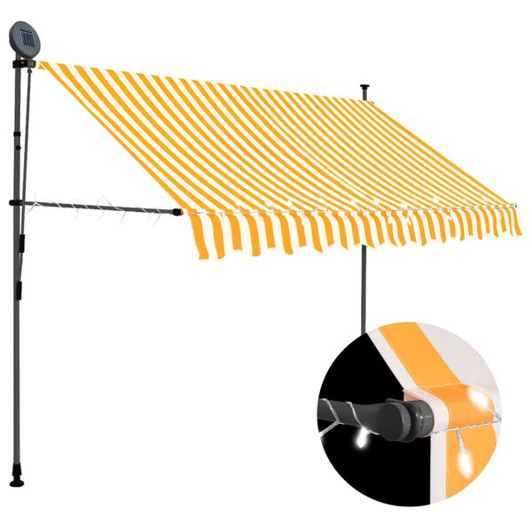 vidaXL Manual Retractable Awning with LED 250 cm White and Orange