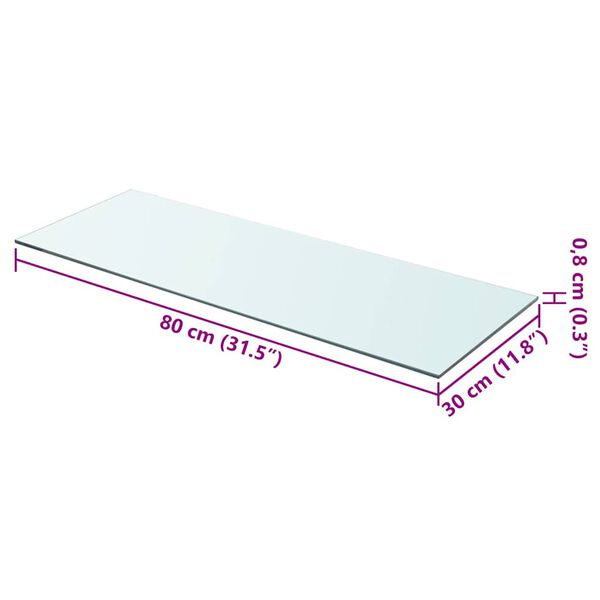 vidaXL Shelf Panel Glass Clear 80x30 cm