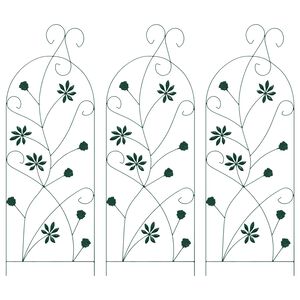 vidaXL Garden Fence 3 pcs Green 112 x 39.5 cm Steel
