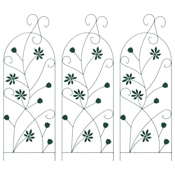 vidaXL Garden Fence 3 pcs Green 112 x 40 cm Steel