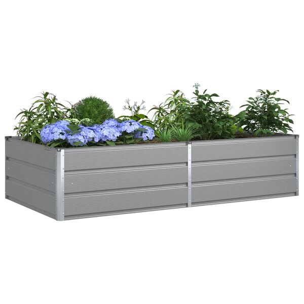 vidaXL Planter Light Grey 195 x 100 x 45 cm Galvanised Steel