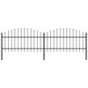 vidaXL Garden Fence with Spear Top Steel 359x125 cm Black