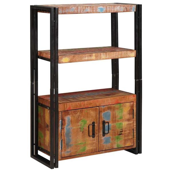 vidaXL Bookshelf with Doors Brown Solid Reclaimed Wood and Metal