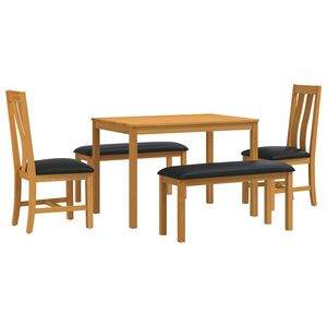 vidaXL Dining Set 5 pcs Black Solid Oak Wood