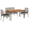 vidaXL 4 Piece Garden Dining Set with Cushions Grey Poly Rattan