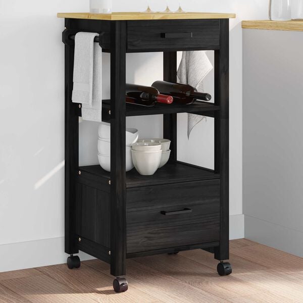 vidaXL Kitchen Trolley Plain Black